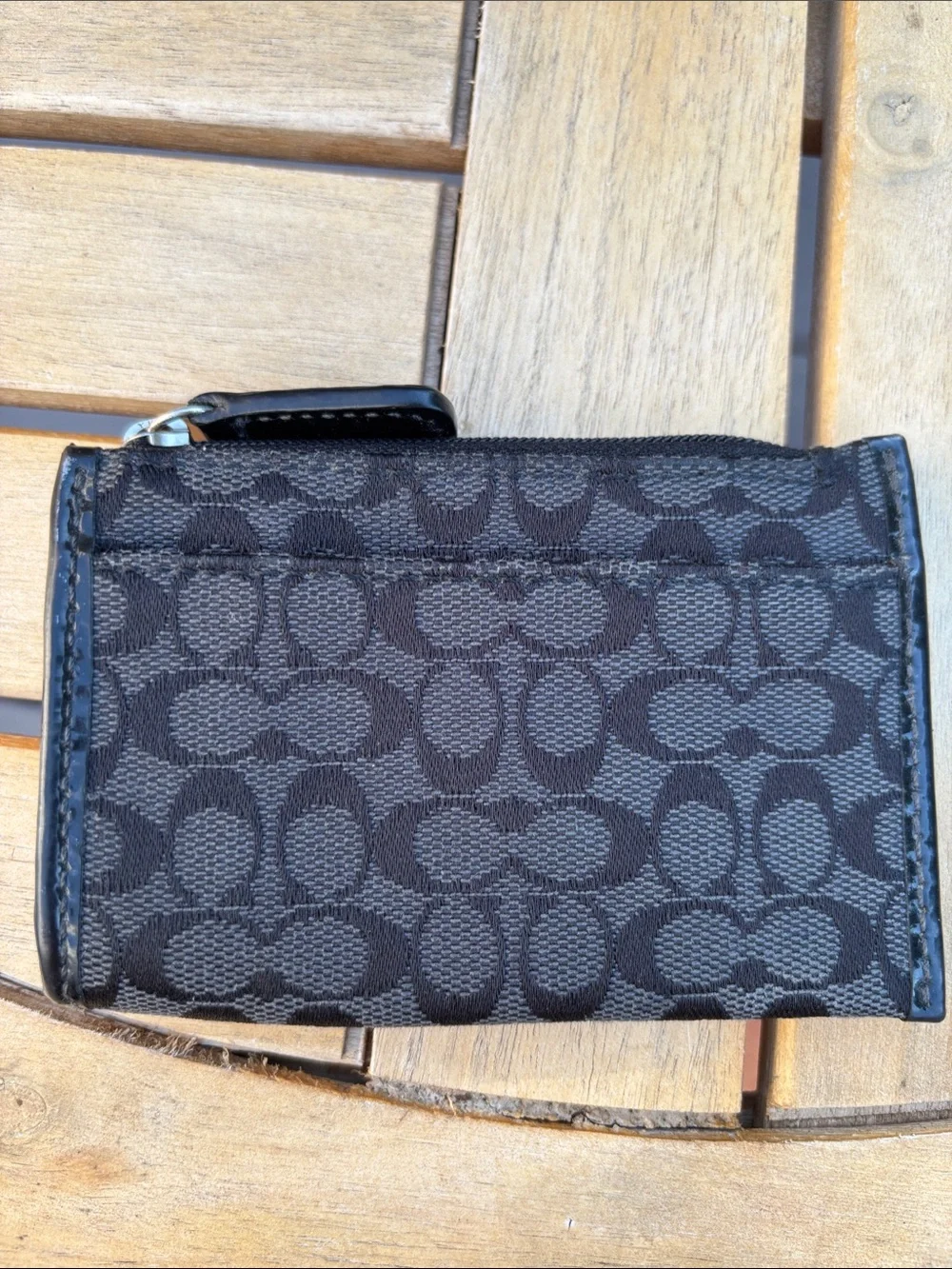 Coach Black Signature Jacquard Card & Key Pouch